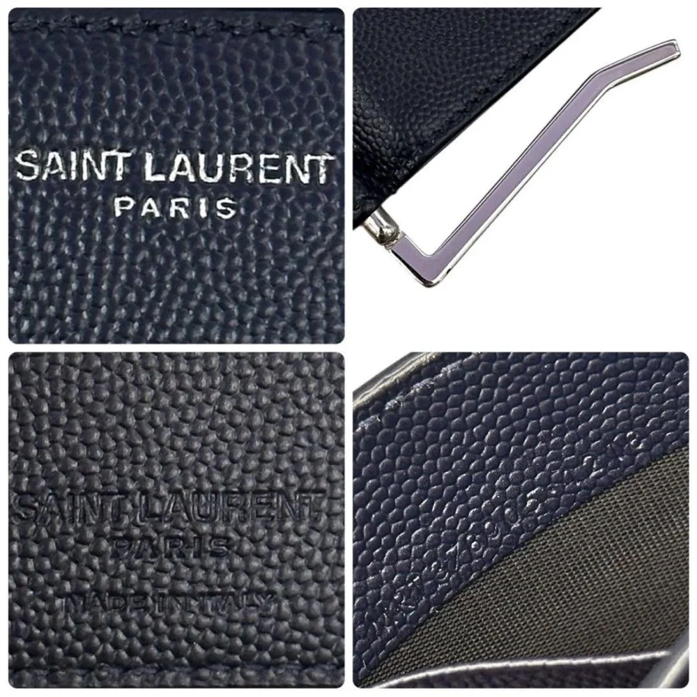 Saint Laurent Black Textured Money Clip